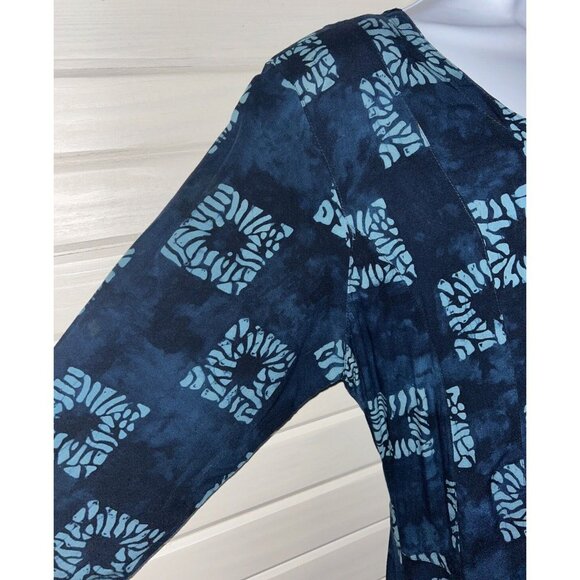 VTG Jalan Jalan Sz LARGE Batik Rayon Maxi Dress L/S Modest Y2K 90s Button Up EUC - Picture 3 of 10